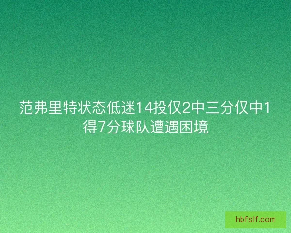 范弗里特状态低迷14投仅2中三分仅中1得7分球队遭遇困境