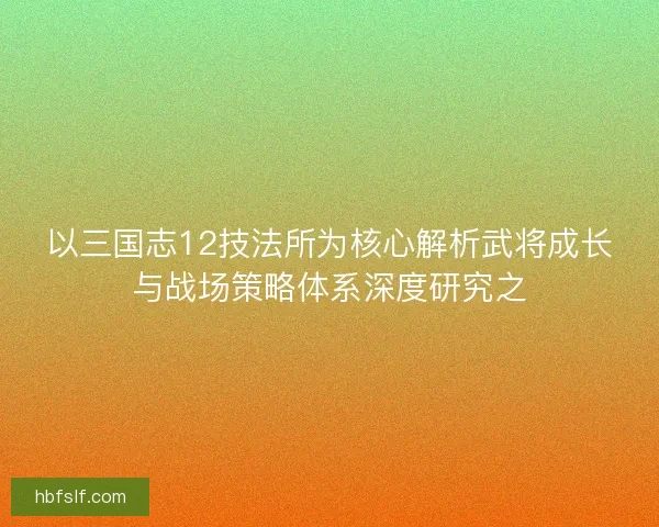 以三国志12技法所为核心解析武将成长与战场策略体系深度研究之