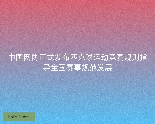 中国网协正式发布匹克球运动竞赛规则指导全国赛事规范发展